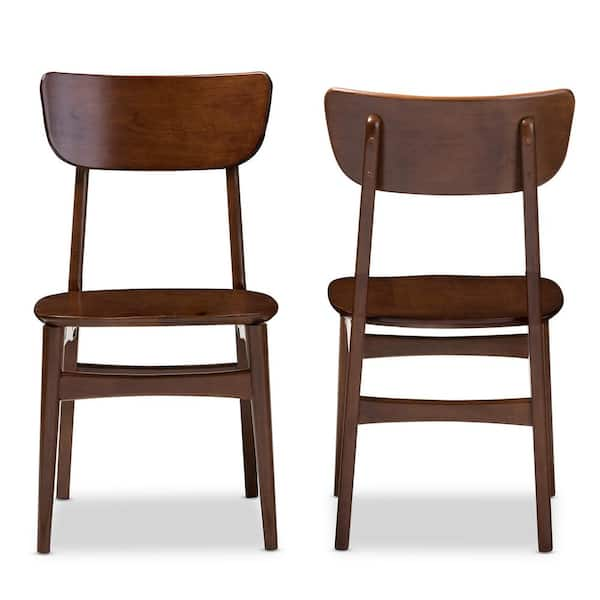 Baxton Studio Netherlands Medium Brown Wood Dining Chairs Set of