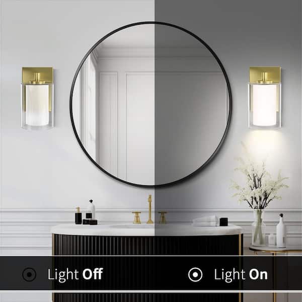 5 in. W 2 Lighs Gold Wall Sconce with Double Clear Glass Shade Vanity Light for Bathroom, E26, No Bulbs Included