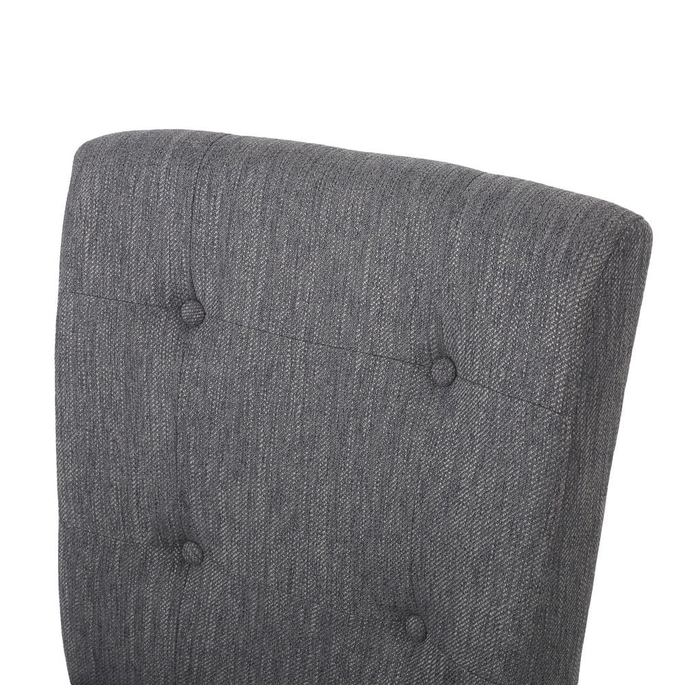 Charcoal and Gray Extra Tall Button Tufted Wood Counter Stools, Set of 2