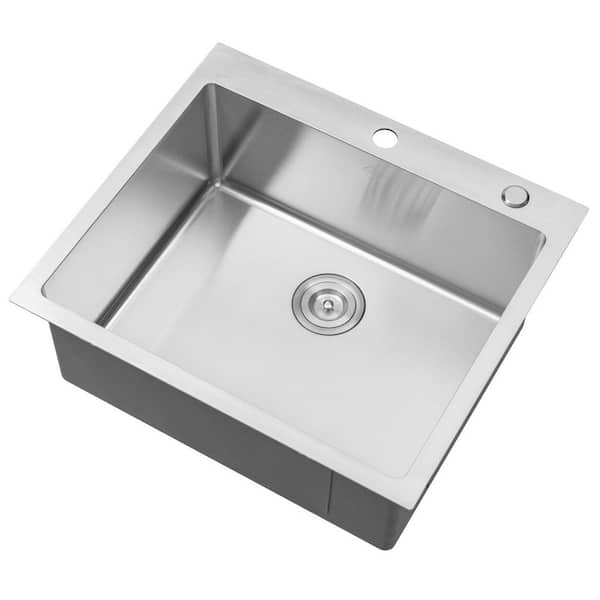 Drop-In Topmount 16-Gauge Stainless Steel 25 in. x 22 in. x 10 in. Single Bowl Kitchen Sink