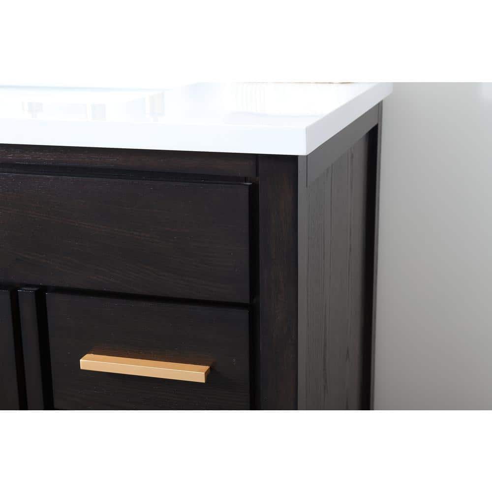 36" Wenge Espresso Modern Bathroom Vanity with White Quartz Top