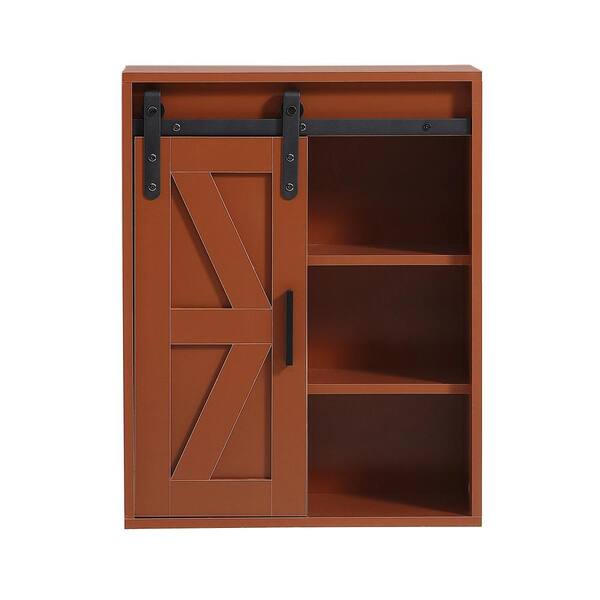 WELLFOR 21.7 in. W x 7.9 in. D x 27.6 in. H Bathroom Storage Wall Cabinet in Espresso