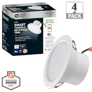 4 in. Smart Adjustable CCT Integrated LED Recessed Light Trim Dimmable Powered By Hubspace (4-Pack)