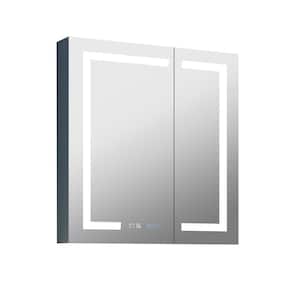 30 in. W x 32 in. H Rectangular Surface or Recessed Mount Dimmable Double Doors Bathroom Medicine Cabinet with Mirror