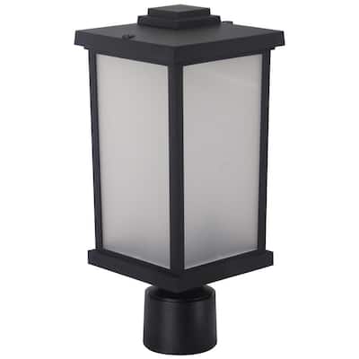 15 in. H x 6.35 in. W Black Housing with Frost Acrylic Lens Square Decorative Composite Post Top Light w/4000K LED Lamp