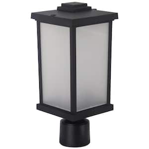 15 in. H x 6.35 in. W Black Housing with Frost Acrylic Lens Square Decorative Composite Post Top Light w/3000K LED Lamp