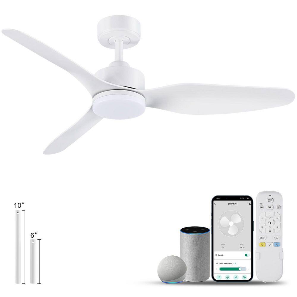 48 in. Smart Outdoor Indoor Gold White Ceiling Fans with LED Lights and Remote, WIFI Alexa App workable, Quiet DC Motor price history on PriceWatchPro