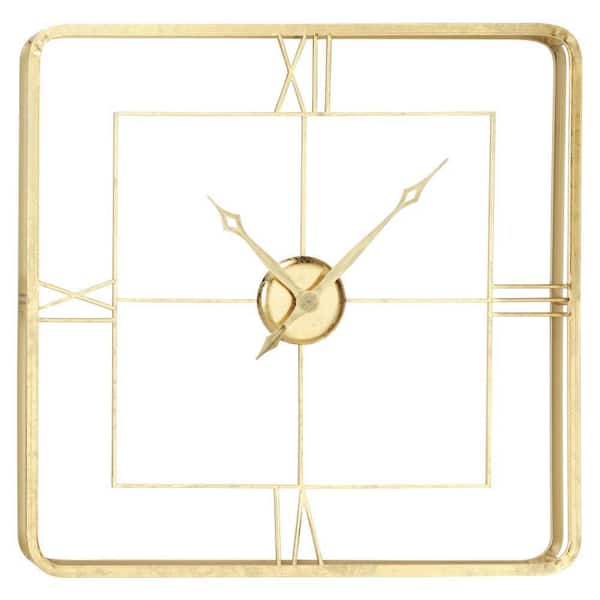 Litton Lane 36 in. x 36 in. Gold Metal Open Frame Wall Clock