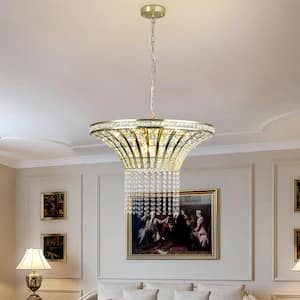 8-Light 23.6 in. Lightweight Luxury Wide Crystal Waterfall Art Ceiling Chandelier Light Fixture for Dining Living Room