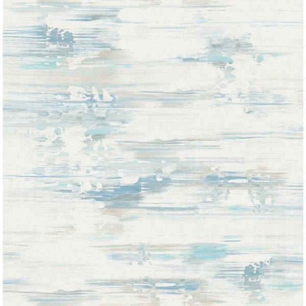 Seabrook Designs Spatula Stripe Sky Blue, Silver, and Off-White Paper Strippable Roll (Covers 56.05 sq. ft.)