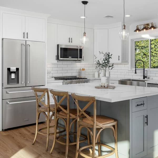 36 in. 4-Door French Door Refrigerator with Ice and Water Dispenser in Fingerprint Resistant Stainless Steel