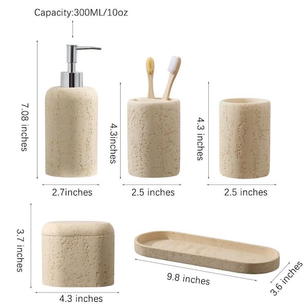 Wudkey 5-Piece Bath Accessory Set with Soap Dispenser Mouthwash