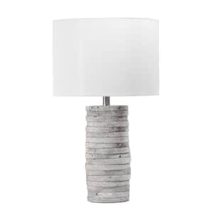 Medina 23 in. Gray Polyresin Contemporary Table Lamp with Shade