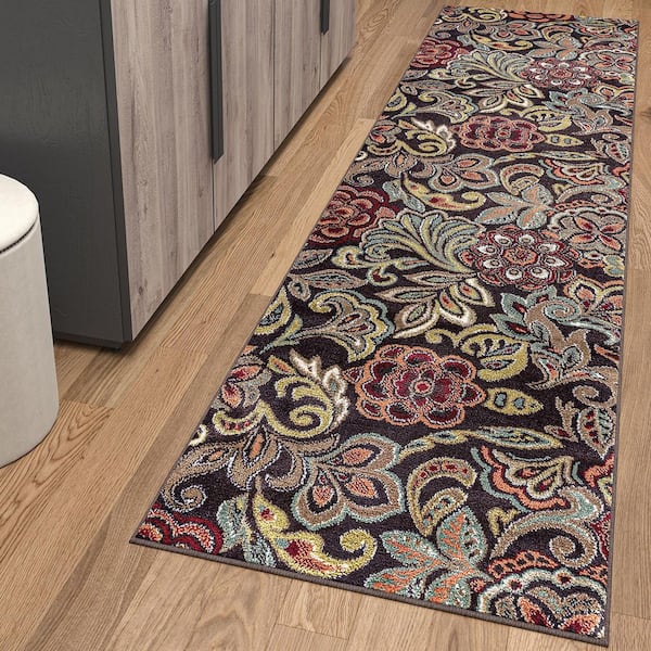 Deco Abstract Brown 2 ft. x 8 ft. Indoor Runner Rug