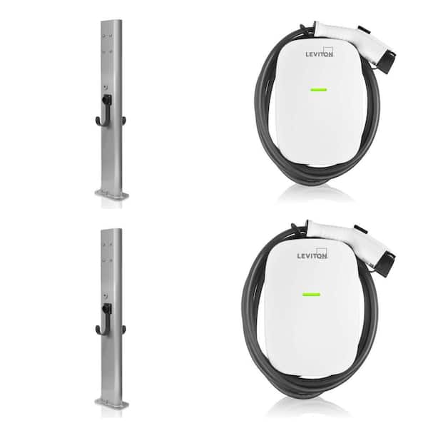 Dual Mount EV Charger Station Pedestal EPED2 (2-Count) with Level 2 EV Charger (32 Amp and 48 Amp) Combo