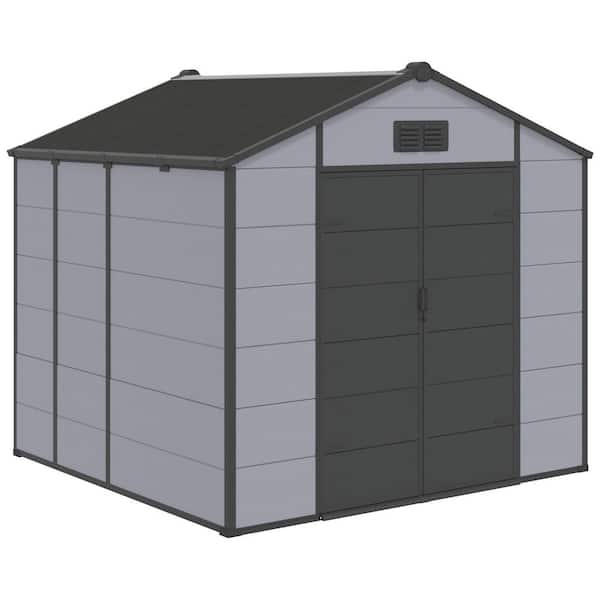 8 ft. W x 8 ft. D Metal Shed with Lockable Double Doors and Built-In Floor (64 sq. ft.)
