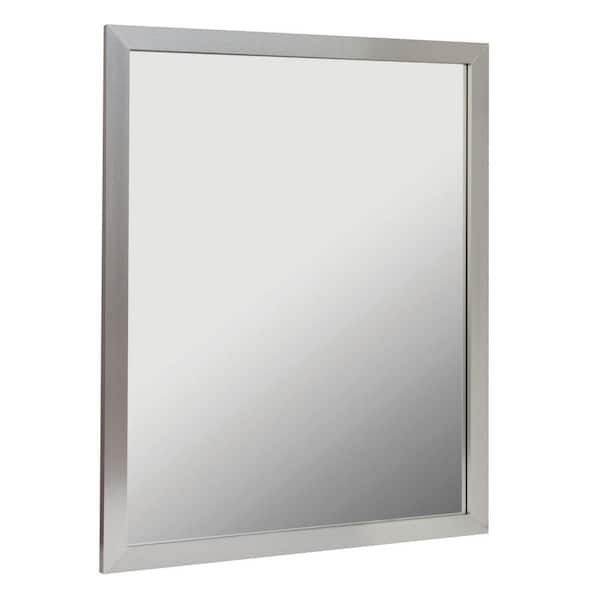 Flynama 30 in. W x 36 in. H Small Rectangular Aluminum Framed Wall Bathroom Vanity Mirror in Brushed Nickel