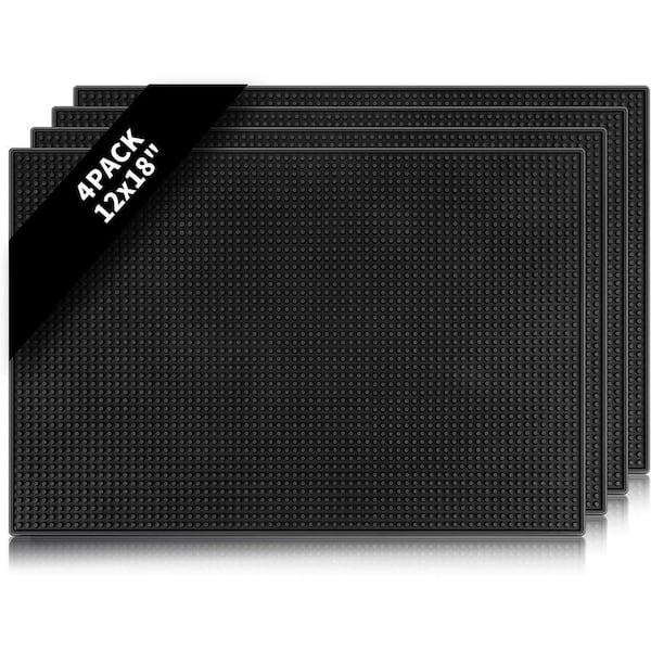 4 Piece 18 x 12 in. non-slip rubber silicone bar mats for countertop, dishwasher safe, heat-resistant for cocktail bars