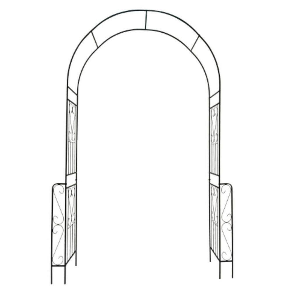Black Metal Garden Arch 55 in. x 94.5 in. Climbing Plant Support, Rose Arbo