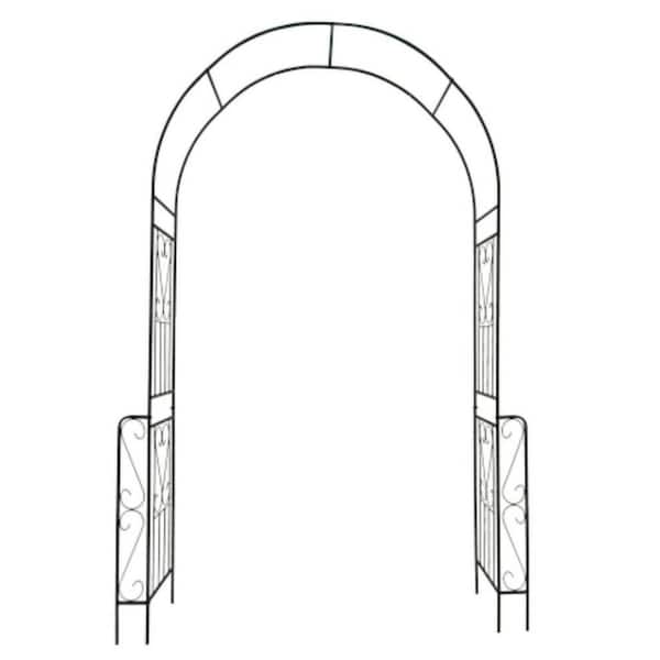Black Metal Garden Arch 55 in. x 94.5 in. Climbing Plant Support, Rose Arbor, Outdoor Trellis