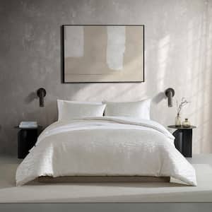 Illusion 3-Piece Off White Polyester Full/Queen Duvet Cover Set