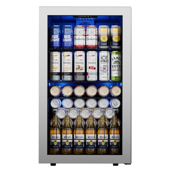 Ca'Lefort 18.8 in. Single Zone 142-Can Beverage Cooler Freestanding Refrigerator Frost Free Tempered Glass Door in Stainless Steel