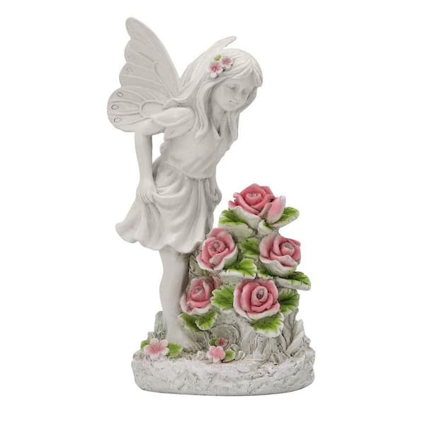 White Resin Solar Angel Garden Statue