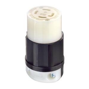 30 Amp 125/250-Volt Industrial Grade Locking Grounding Connector, Black/White