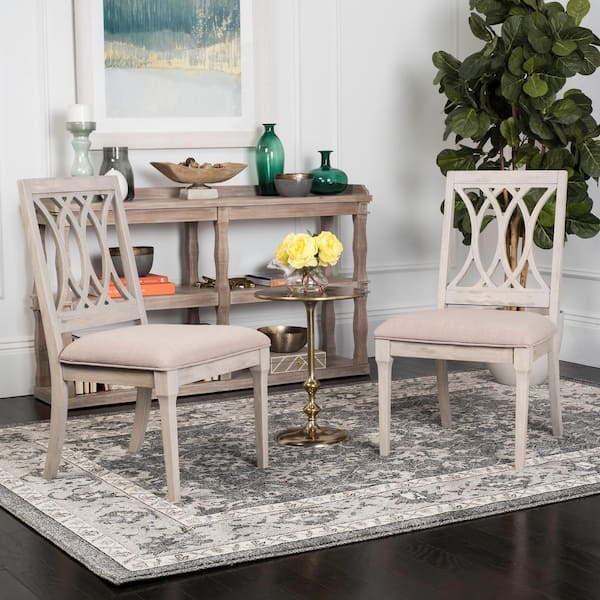 SAFAVIEH Selena Taupe/Rustic Gray 19 in. H Linen Side Chair (Set of 2)