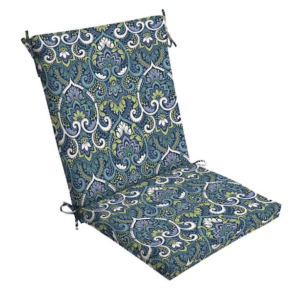 Arden Selections Leala Texture 20 in. x 44 in. High Back Outdoor Dining Chair Cushion in Sapphire Aurora Damask