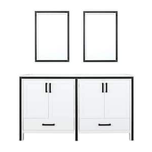 Ziva 60 in. W x 22 in. D White Double Bath Vanity without Top and 22 in Mirrors
