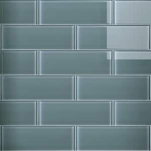 Crystile Gray 4 in. X 12 in. Glossy Glass Subway Tile (10 sq. ft./Case)