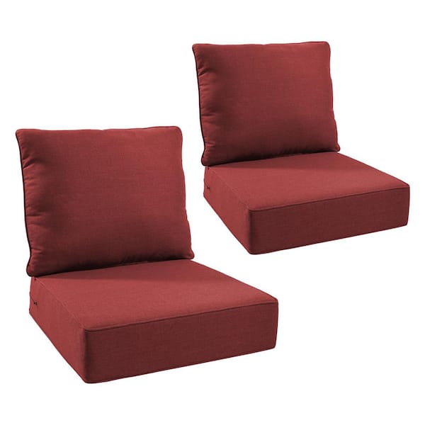 24 in. x 24 in. x 6 in. 4-Piece CushionGuard Deep Seating Outdoor Lounge Chair Replacement Cushions-RED