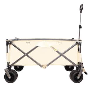 6.2 cu. ft. Steel Garden Cart Folding Heavy Duty Utility Beach Wagon Cart with Adjustable Handle&Drink Holders