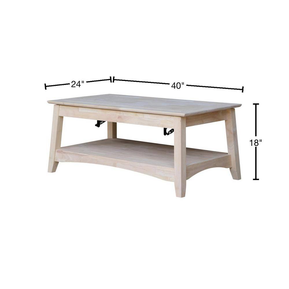 Solid Parawood Bombay Tall Lift-Top Coffee Table in Natural Finish