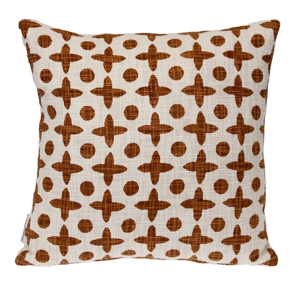20 X 20 Transitional Print Rust Square 18 in. x 18 in. Pillow