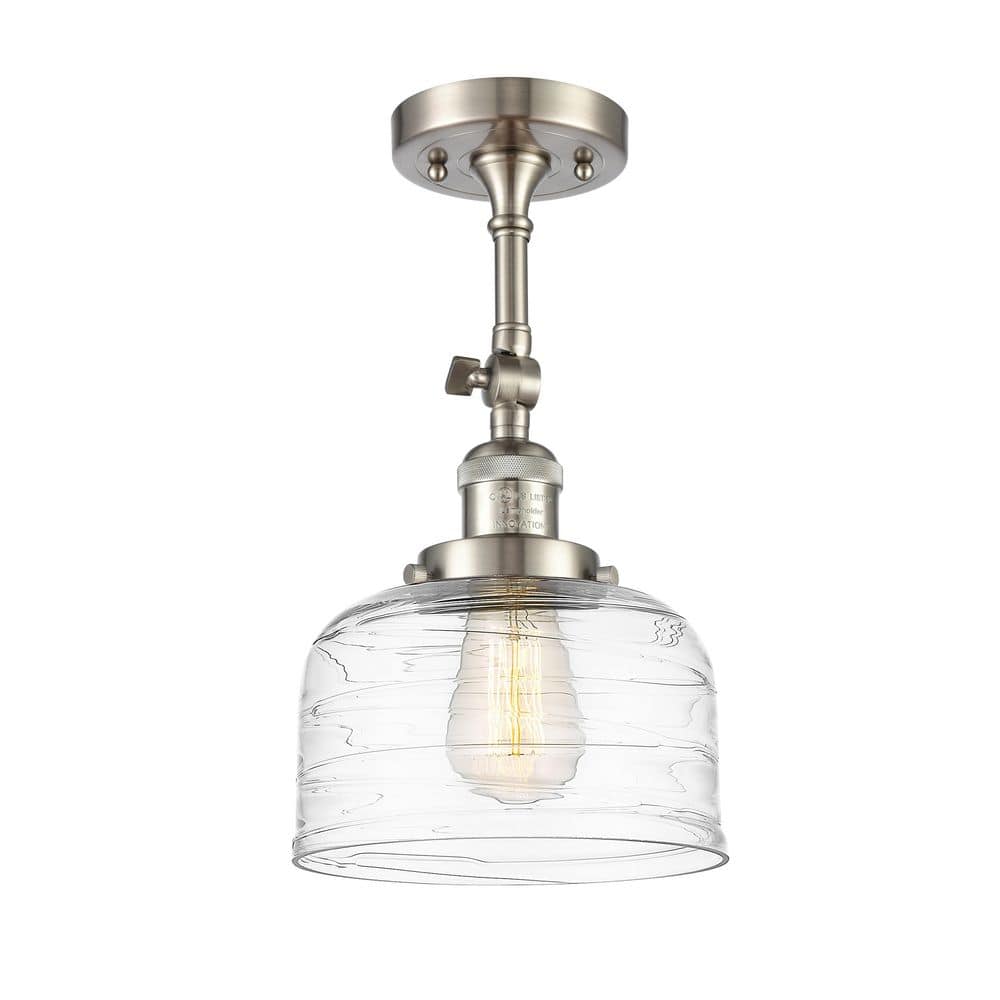 Bell 8 in. 1-Light Satin Nickel Industrial Semi-Flush Mount with Clear Glass Shade price history on PriceWatchPro