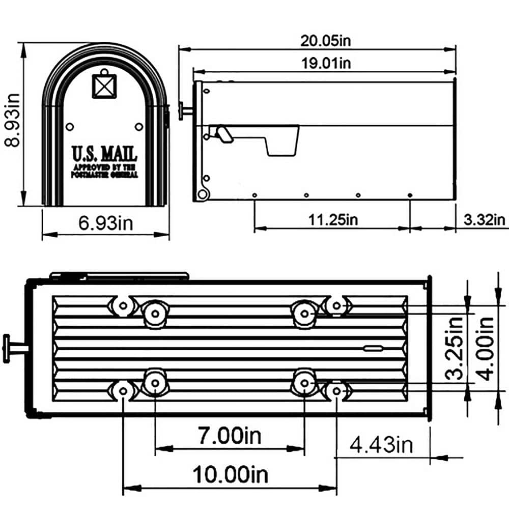 Elite Large Green Powder Coated Steel Post Mount Mailbox