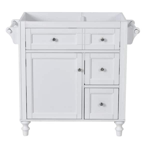 30 in. Freestanding Bath Vanity Cabinet without Top in White, Soft-close Doors and Drawers, Ample Storage