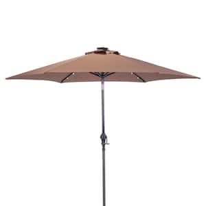 9 ft. Round Solar Lighted Market Umbrella in Cocoa