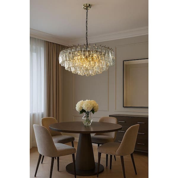 ALOA DECOR W28 in. 6-Light Mid-Century Modern Aged Bronze Round