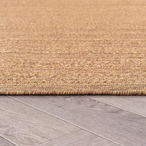 Geometric Natural/Jute Easy-Care Indoor/Outdoor Flat Woven Area Rug 2 ft. 3 in. x 8 ft. Natural