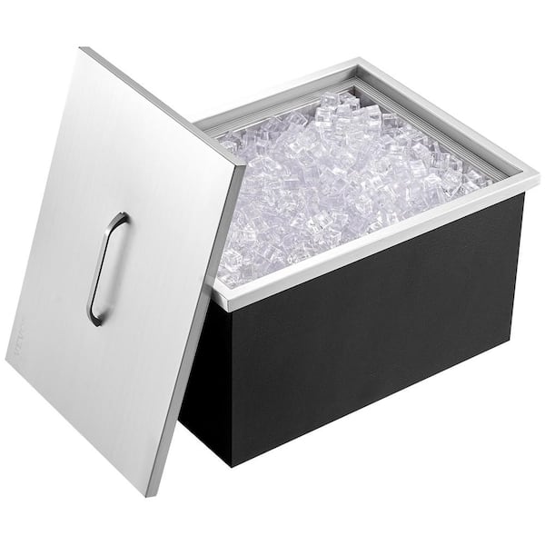 VEVOR Drop in Ice Chest 20 in. L x 14 in. W x 12 in. H Stainless Steel Ice Cooler Commercial Ice Bin with Cover 40 qt.