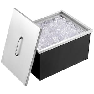 Drop in Ice Chest 20 in. L x 14 in. W x 12 in. H Stainless Steel Ice Cooler Commercial Ice Bin with Cover 40 qt.