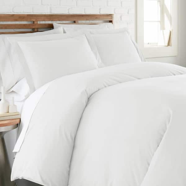 SOUTHSHORE FINE LINENS Vilano Classic 3-Piece White Full/Queen Micorfiber Duvet Cover Set
