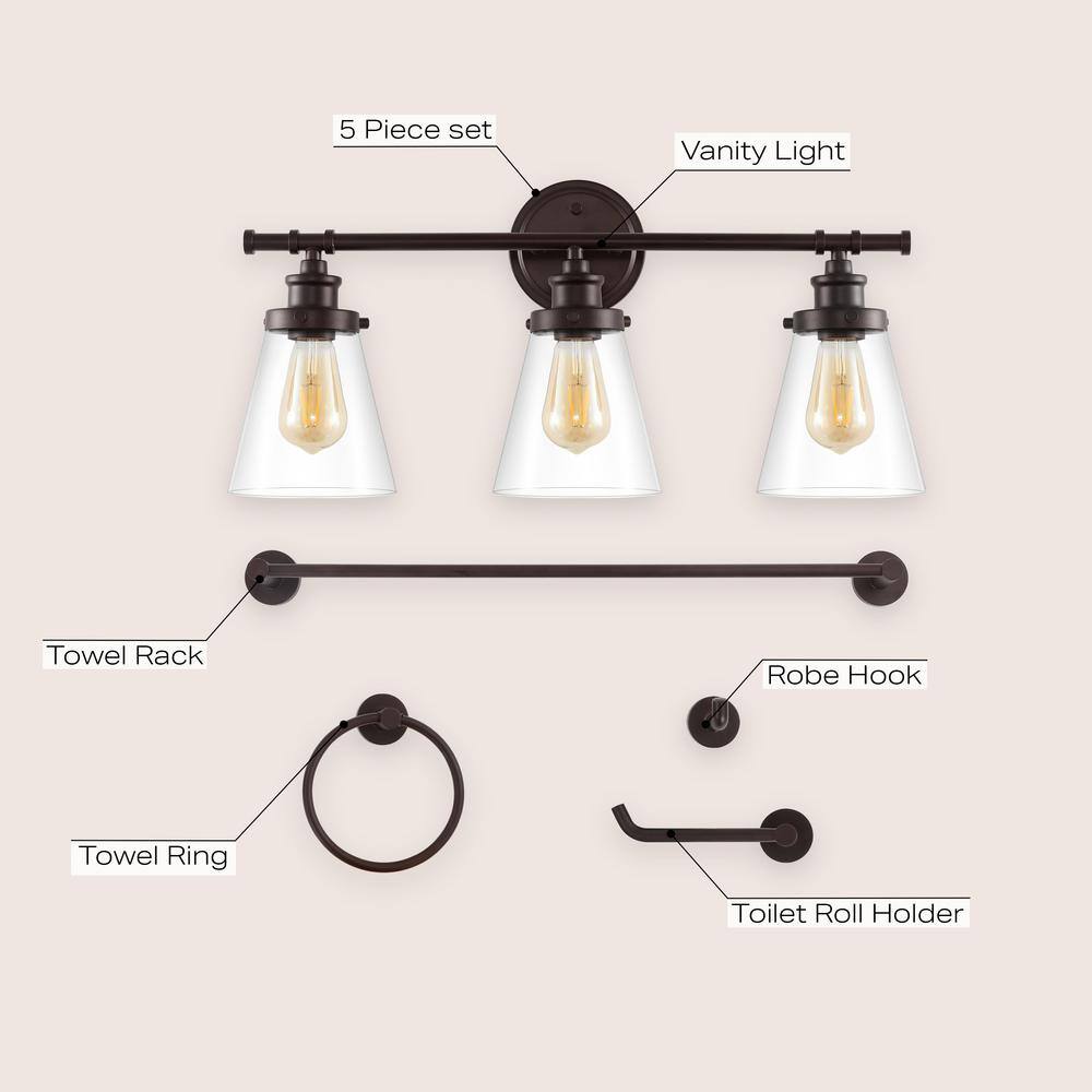 Hollis 23.75" Oil Rubbed Bronze 3-Light Farmhouse Vanity Light