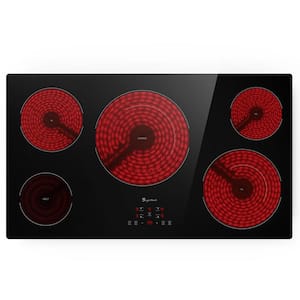 36 in. 5-Elements Electric Built-in Smooth Surface Cooktop in Black with Sensor Touch Control