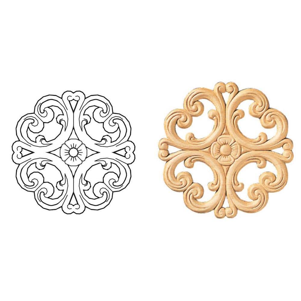 5.25'' Unfinished Birch Victorian Rosette Onlay Ornament