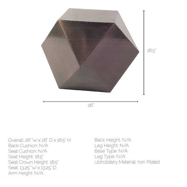 Black Iron Plated End Table With Nail Head Detail Hexagonal Black Iron Plated End Table With Nail Head Detail Hexagonal
