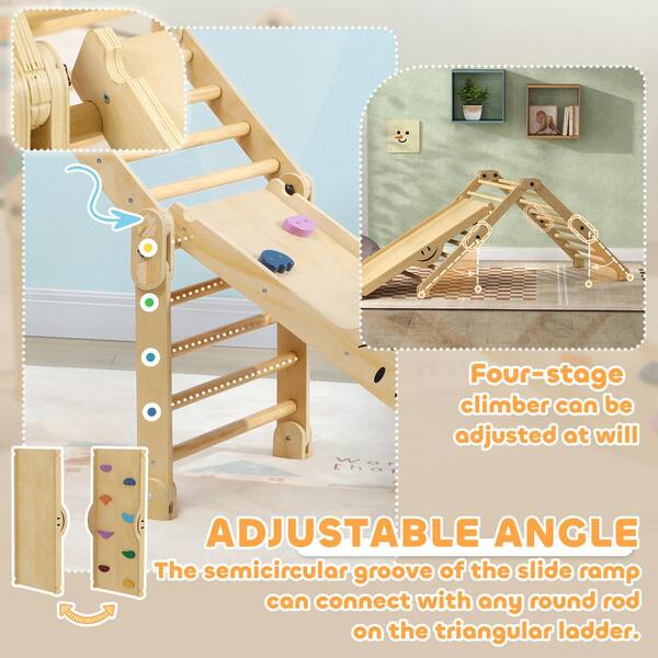 Brown 4 in 1 Indoor Playground Foldable Climbing Toys with
